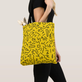 Bolsa Tote Forma e rabisco Amarelo e Preto-anos 80