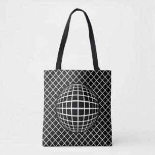 Bolsa Tote Forma Geométrica Abstrata Preta e Branca