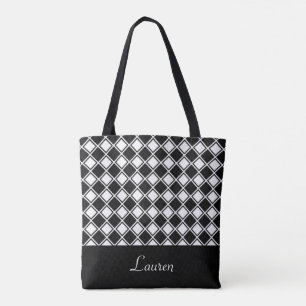 Bolsa Tote Forma geométrica de diamante preto e branco person