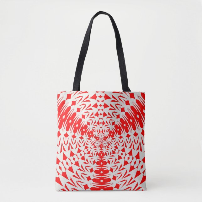 Bolsa Tote Forma Geométrica Estrela Branca e Vermelha Kaleido (Frente)