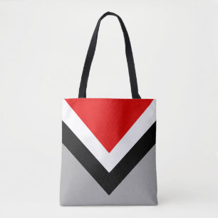 Bolsa Tote Forma Geométrica Moderna em Preto Cinza Vermelho e
