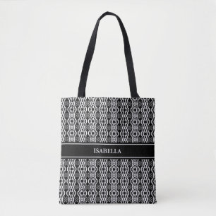 Bolsa Tote forma geométrica na moda oval a preto e branco