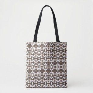 Bolsa Tote Forma Geométrica Oval Marrom e Branco Moderna