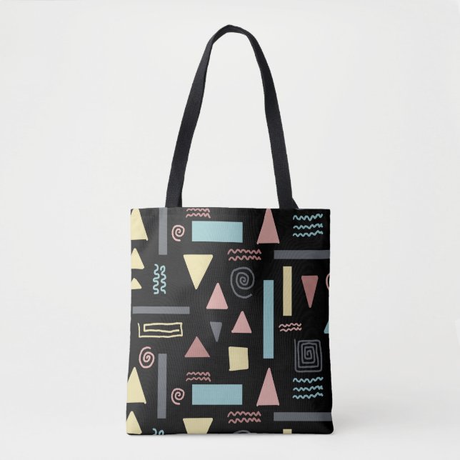 Bolsa Tote Forma geométrica padrão preto (Frente)