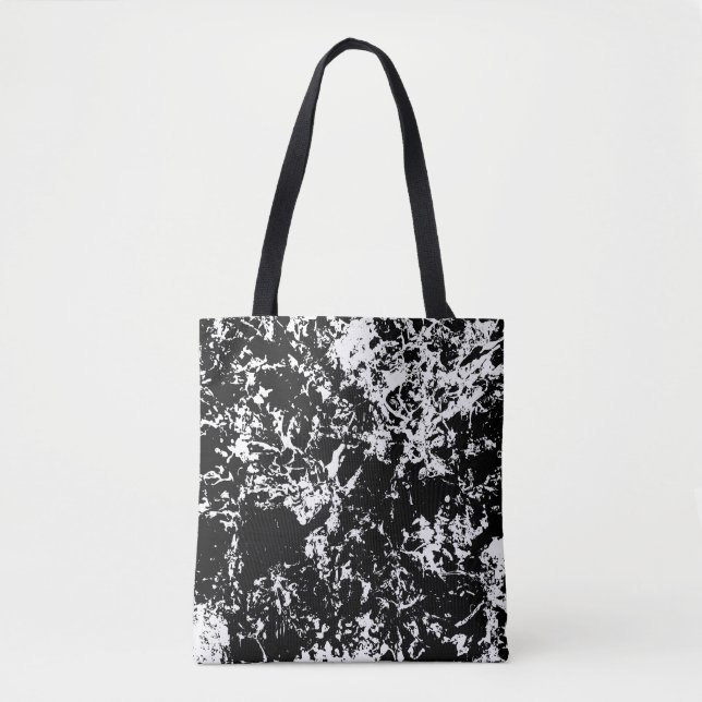 Bolsa Tote Formação de gelo Abstrato a preto e branco (Frente)