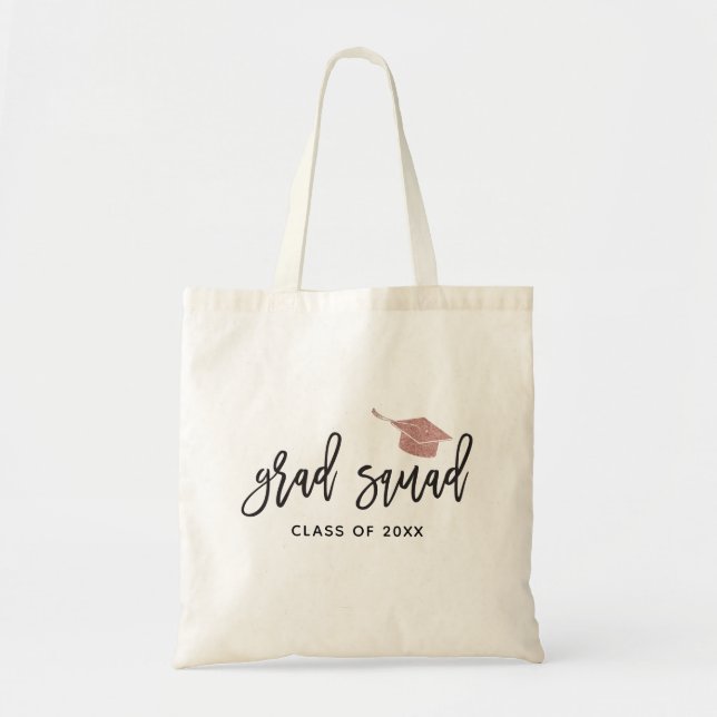 Bolsa Tote Formandos Boné Brilhante Rosa Formando Quadrado (Frente)