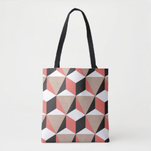 Bolsa Tote Formas 3D de Preto Geométrico sem Costura de Cora