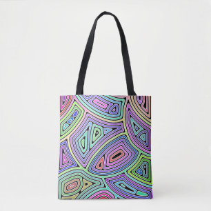 Bolsa Tote formas abstratas assimétricas arco-íris 2