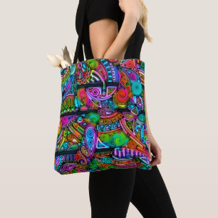 Bolsa Tote Formas abstratas muito coloridas arte 10