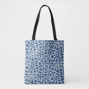 Bolsa Tote Formas Abstrato 140821 - Azul Indigo em Branco