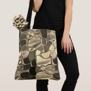 Bolsa Tote Formas arredondadas em cor de bronze, ouro claro,