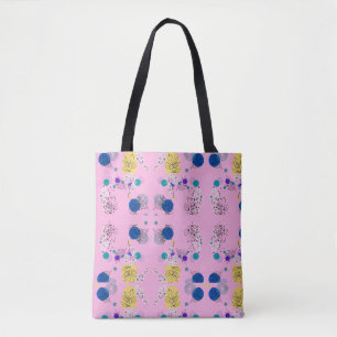 Bolsa Tote Formas Botânicas Abstratas Florais Boho Rosa Moder