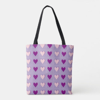 Bolsa Tote Formas Cardíacas Roxas Vibrantes