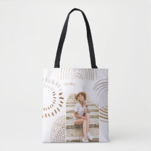 Bolsa Tote Formas de Boho e Nome com Arca Fotográfica