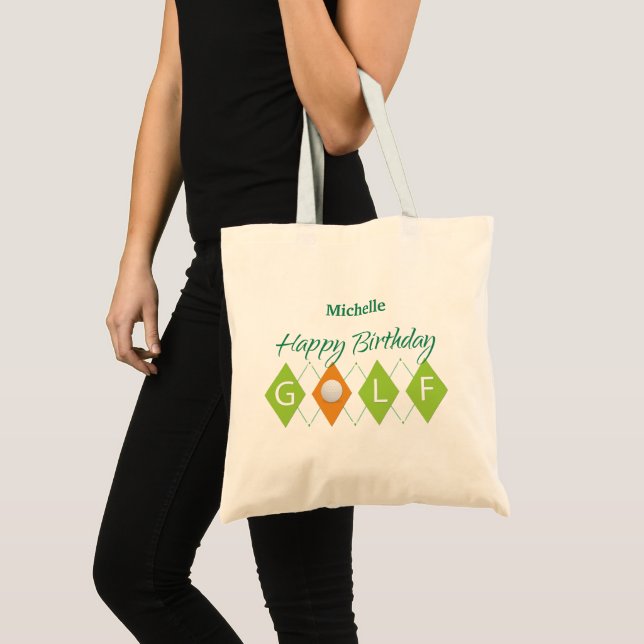 Bolsa Tote Formas de Diamante Verde de Aniversário de Golfe (Frente (produto))