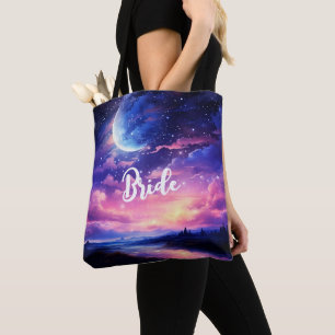 Bolsa Tote Formas de Lua Cheia Celestiais Nuvens Casamento Mí