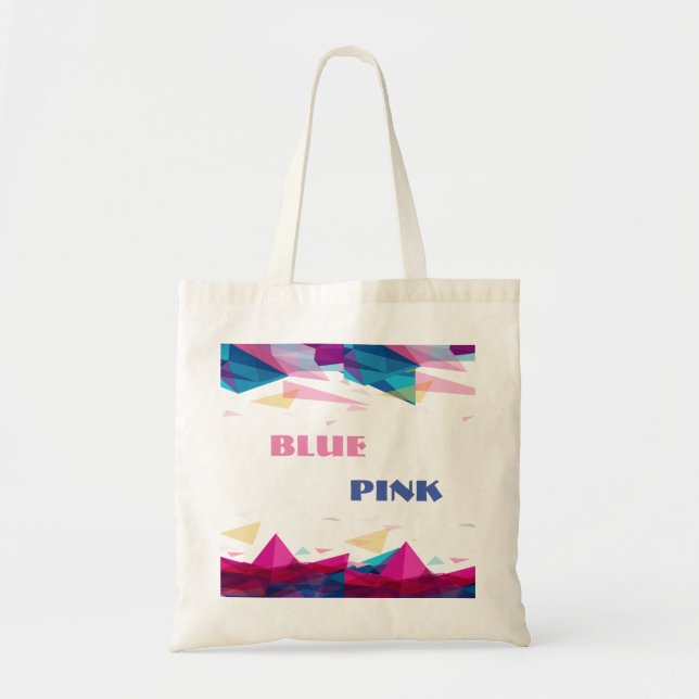 Bolsa Tote Formas de visão cor-de-rosa azul (Frente)