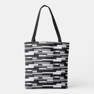 Bolsa Tote Formas geométricas abstratas em preto, cinza e bra