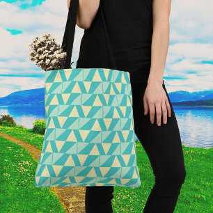 Bolsa Tote Formas Geométricas em Turquesa e Saco de Tota Amar