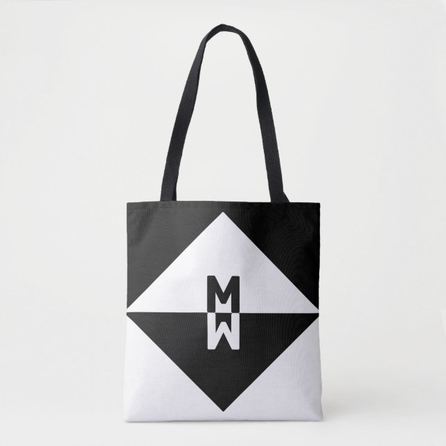 Bolsa Tote Formas Geométricas Pretas e Brancas Modernas (Frente)