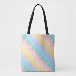 BOLSA TOTE FORMAS GEOMÉTRICAS ROSA AZUL AMARELO VERDE PASTEL