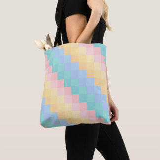 BOLSA TOTE FORMAS GEOMÉTRICAS ROSA AZUL AMARELO VERDE PASTEL