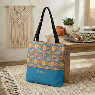 Bolsa Tote Formas Inspiradas por Turquesa, Amarelo e Vermelho