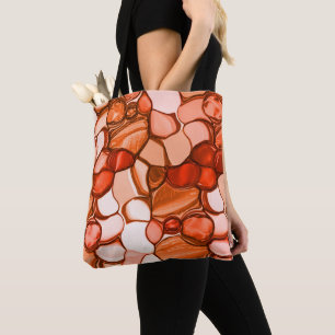 Bolsa Tote Formas irregulares como sementes, tons de coral e 