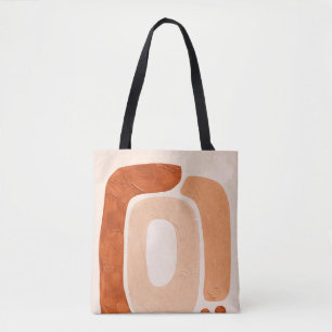 Bolsa Tote Formas Orgânicas Abstrato Tom Terra Moderno