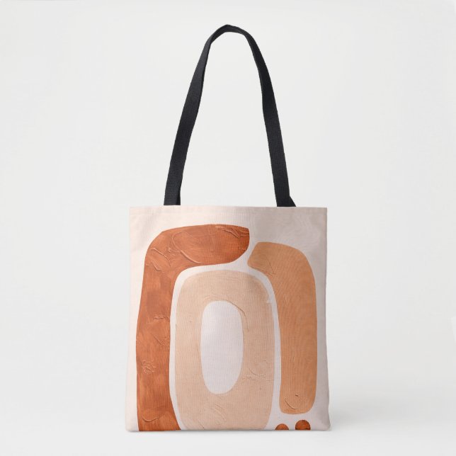 Bolsa Tote Formas Orgânicas Abstrato Tom Terra Moderno (Frente)