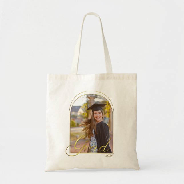 Bolsa Tote Formatura BOHO Fofo com Foto do Arco Dourado e Ano (Frente)