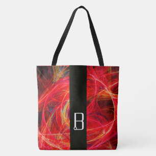 Bolsa Tote FOTÃO PRETO DA FITA NEGRA MONOGRAMA Fractais verme