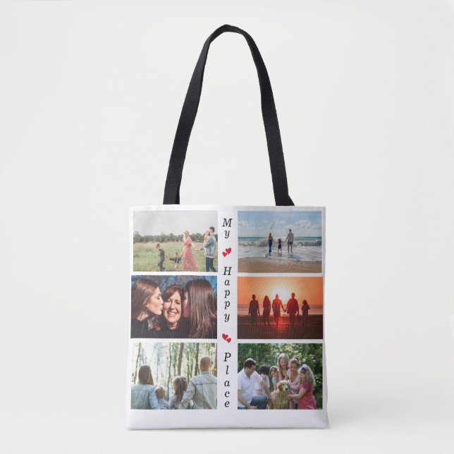 Bolsa Tote Foto 6 personalizável da minha família feliz (Frente)