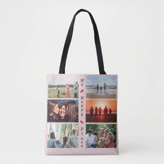 Bolsa Tote Foto 6 personalizável da minha família feliz (Frente)