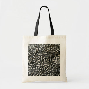 Bolsa Tote Foto abstrata da natureza Coral Preto e Branco II