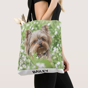Bolsa Tote Foto Adorável de Pet Personalizada com Nome