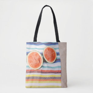 Bolsa Tote Foto aproximada de frutas de melancia de fatia no