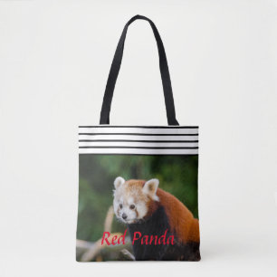 Bolsa Tote Foto bonito da panda vermelha com texto do