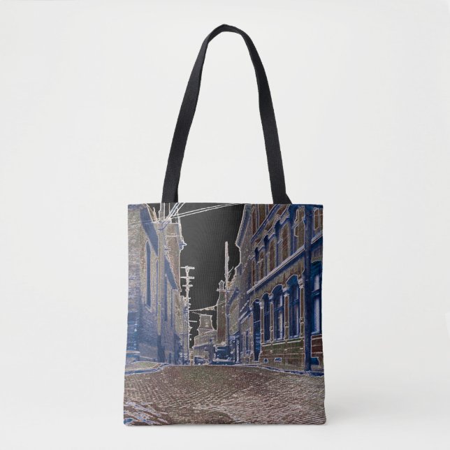 Bolsa Tote Foto Cobblestone Street Quebec, Canadá, 1930 (Frente)