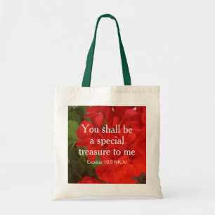 Bolsa Tote Foto da Bíblia do tesouro especial Flores Vermelha