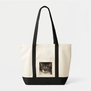 Bolsa Tote Foto da cara do gato de gato malhado do animal de