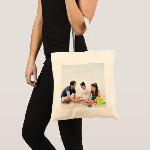 Bolsa Tote Foto da família na praia férias de verão