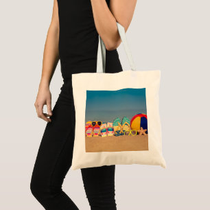 Bolsa Tote Foto da família na praia férias de verão