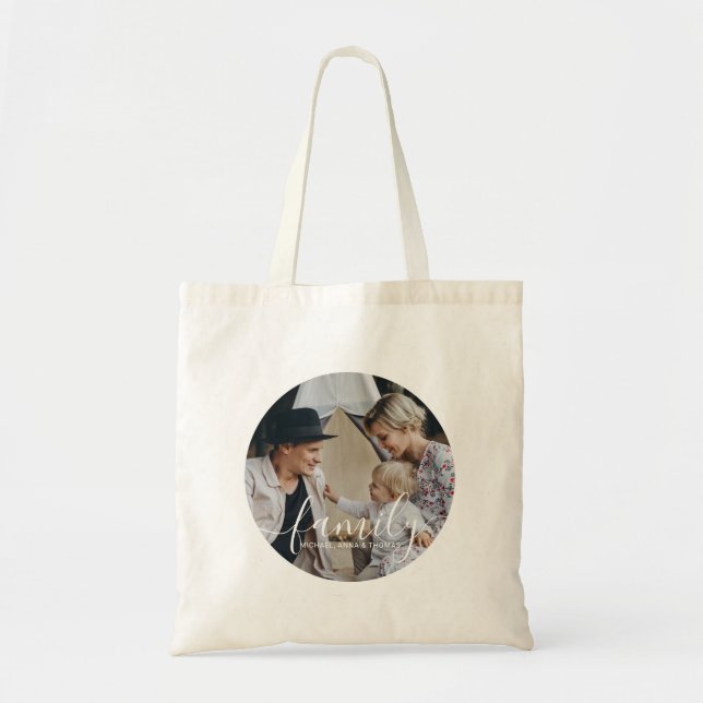 Bolsa Tote Foto da família personalizada com nome personaliza (Frente)