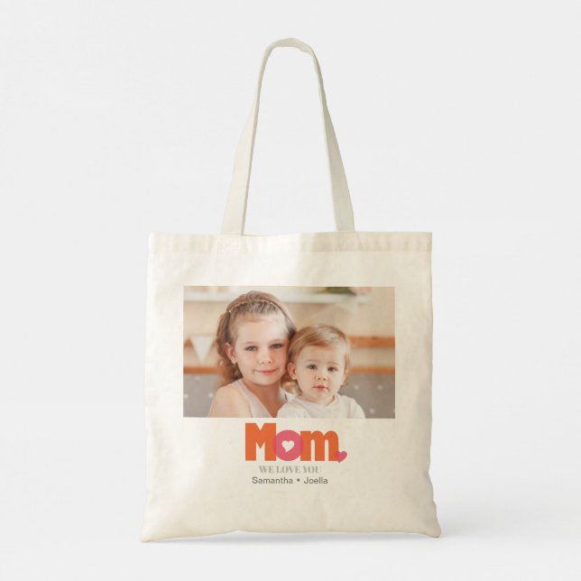 Bolsa Tote Foto da Mamãe Laranja/Rosa (Verso)