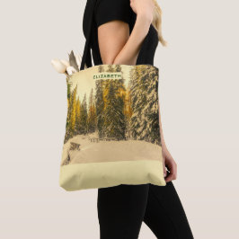 Bolsa Tote Foto da Natureza da Floresta de Pinheiros Cobertos