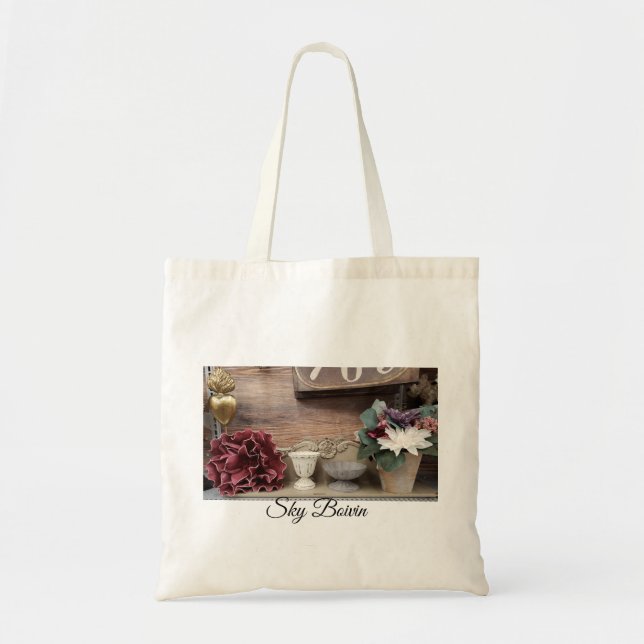 Bolsa Tote foto da prateleira de flores (Frente)