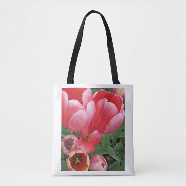 Bolsa Tote foto das tulipas cor-de-rosa (Frente)