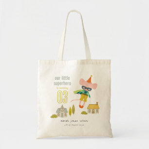 Bolsa Tote Foto de aniversário de um super-herói bonito, cria