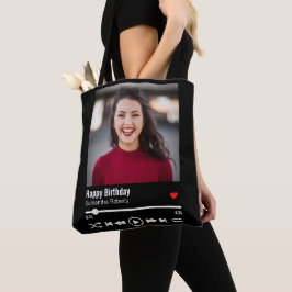 Bolsa Tote Foto de aniversário feliz personalizada moderna